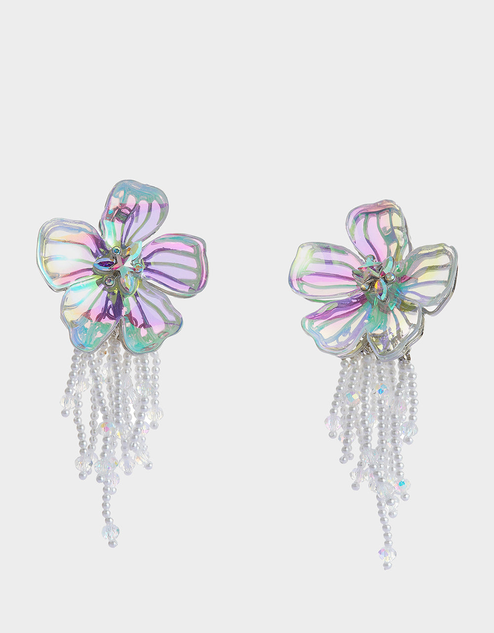 GARDEN GLAM FLOWER FRINGE DROP EARRINGS CRYSTAL