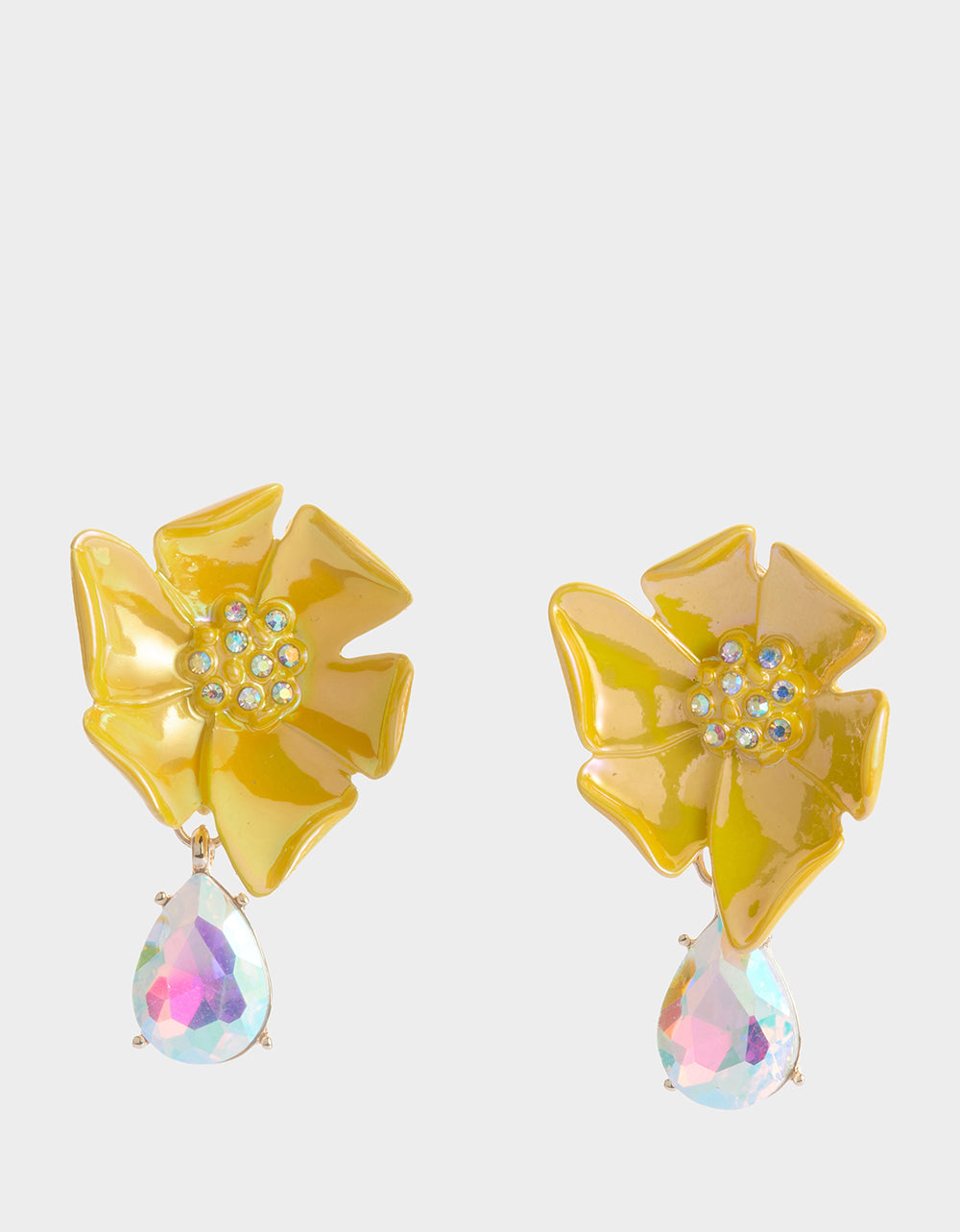 GARDEN GLAM FLORAL STONE DROP EARRINGS YELLOW