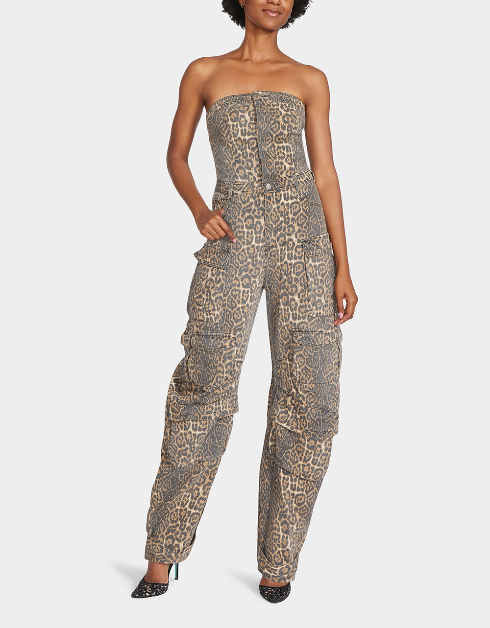 GINA CARGO JUMPSUIT LEOPARD
