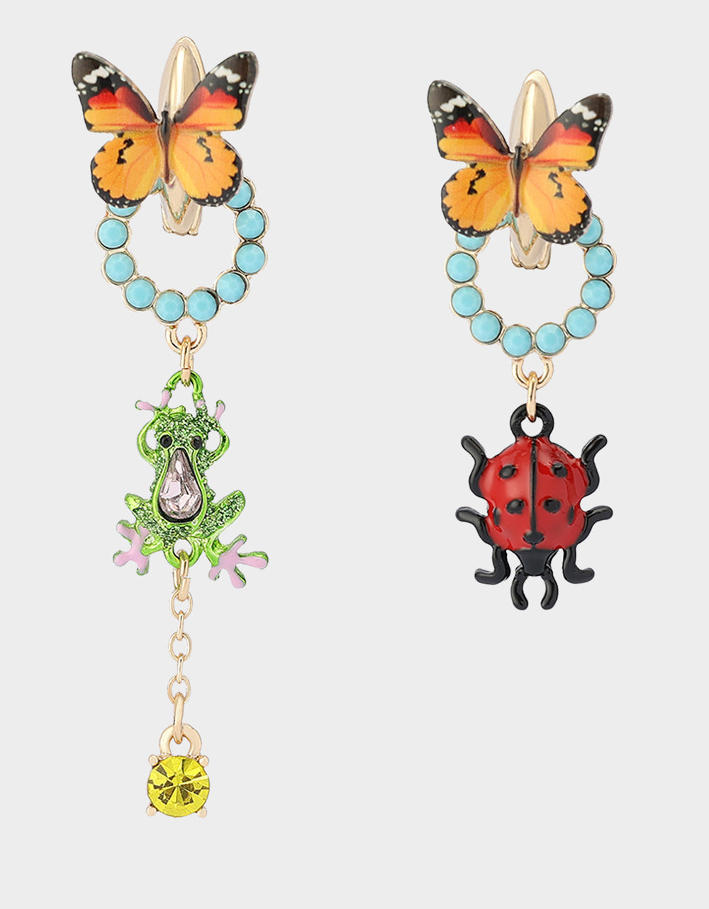 BETSEYS BACKYARD BUTTERFLY CRITTER MISMATCH EARRINGS MULTI