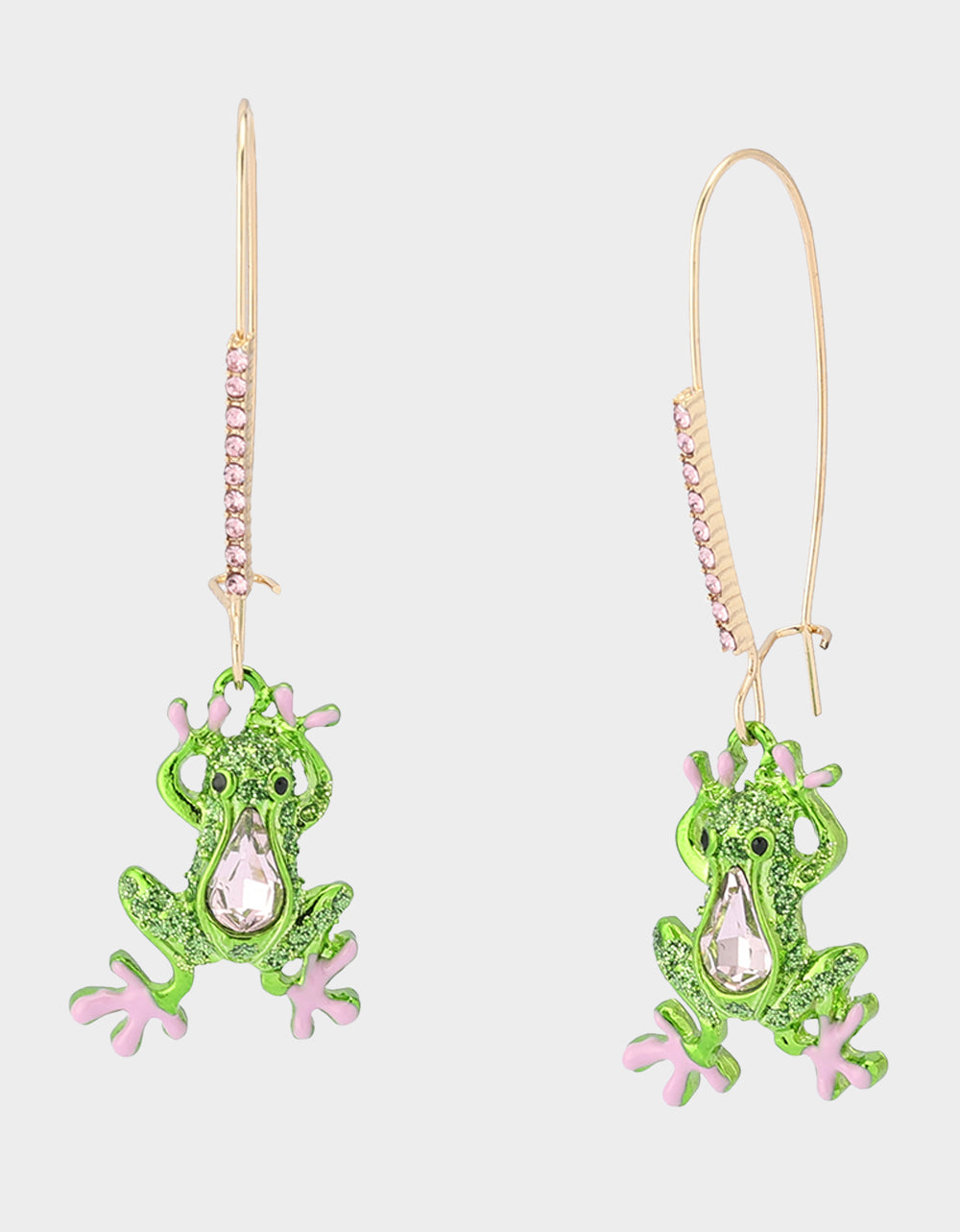 BETSEYS BACKYARD FROG SHEPHERD HOOK EARRINGS GREEN