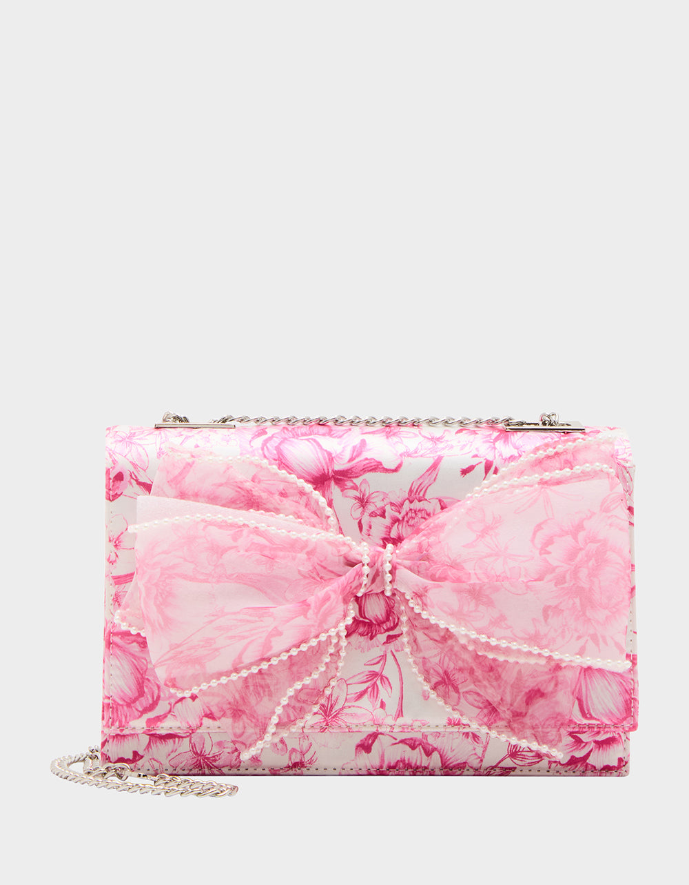 PEARL TRIMMED BOW BAG WHITE PINK