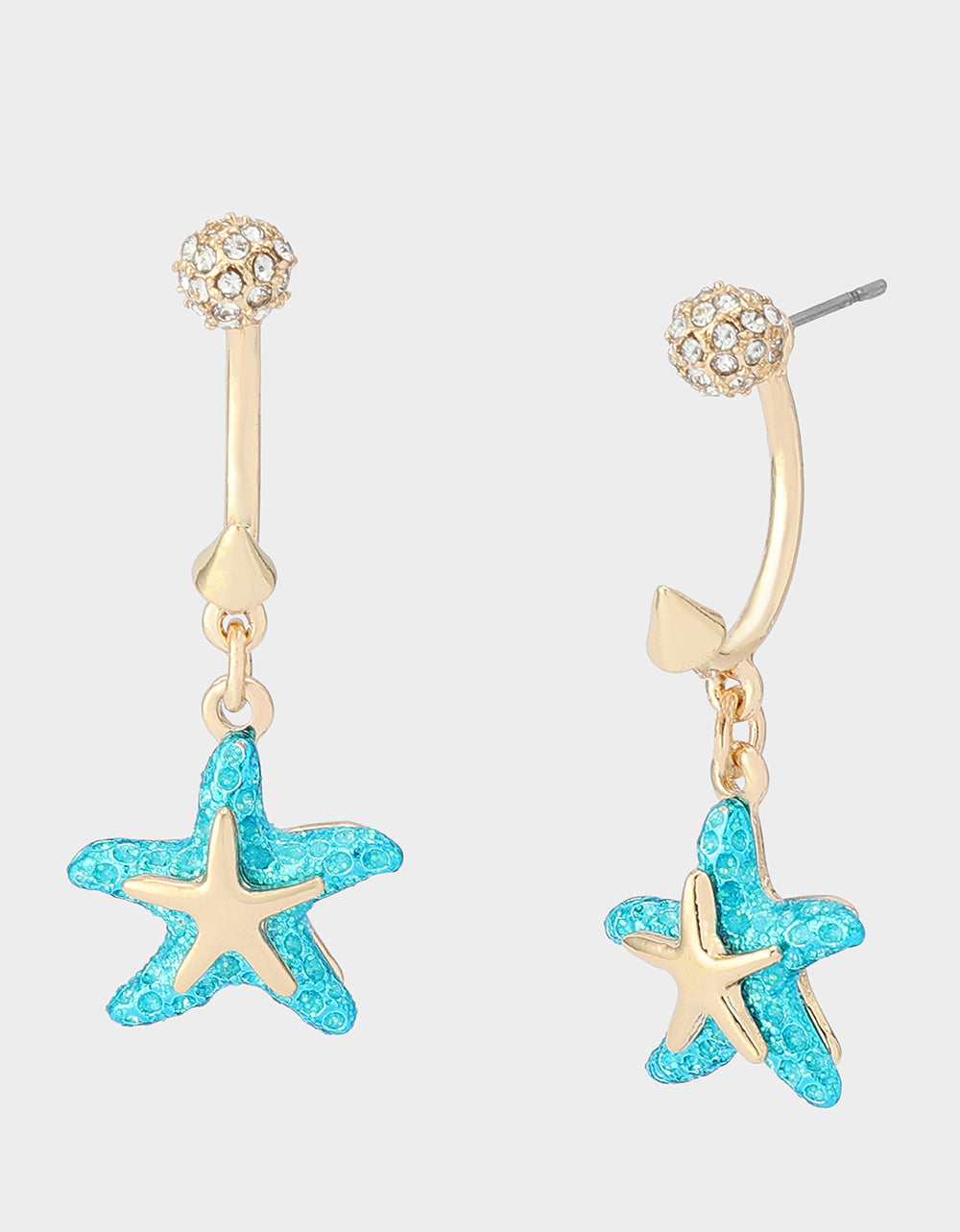 MERMAID JEWELS STARFISH BARBELL EARRINGS BLUE