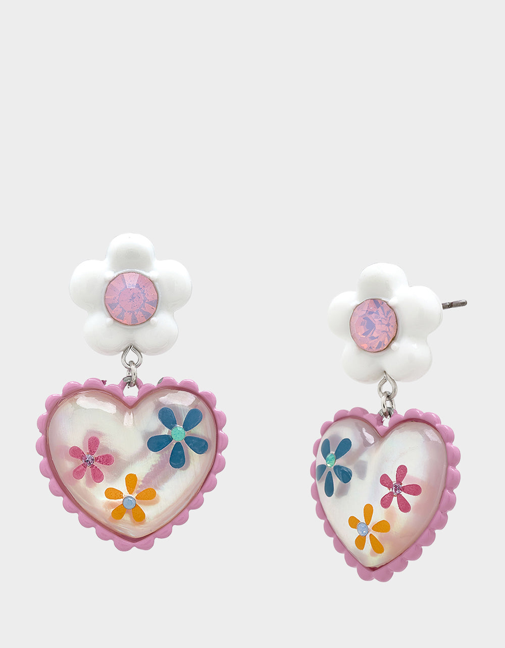 HOP TO IT FLOWER HEART DROP EARRINGS MULTI