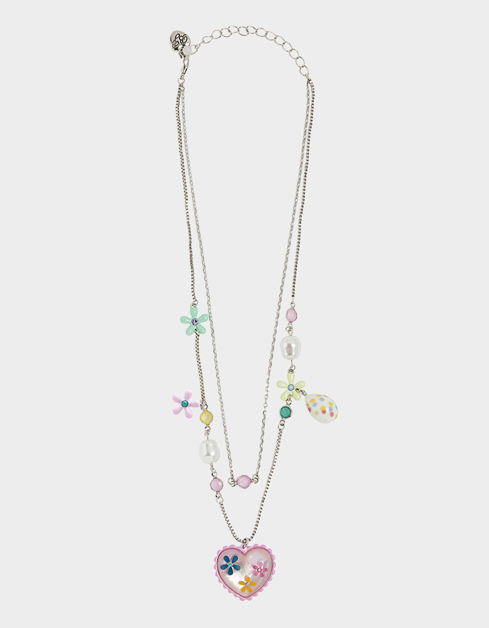 HOP TO IT FLOWER HEART 2 ROW NECKLACE MULTI